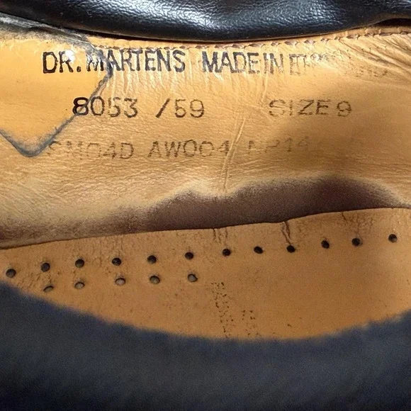 Vintage Dr Martens Shoes Mens 10 Black Leather Derby 8053 Made In England - Picture 12 of 12